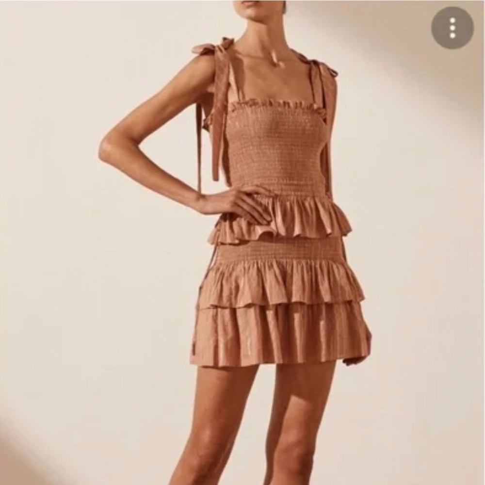 House of Harlow womens Dress medium M ruched tie sleeve metallic gold NEW mauve